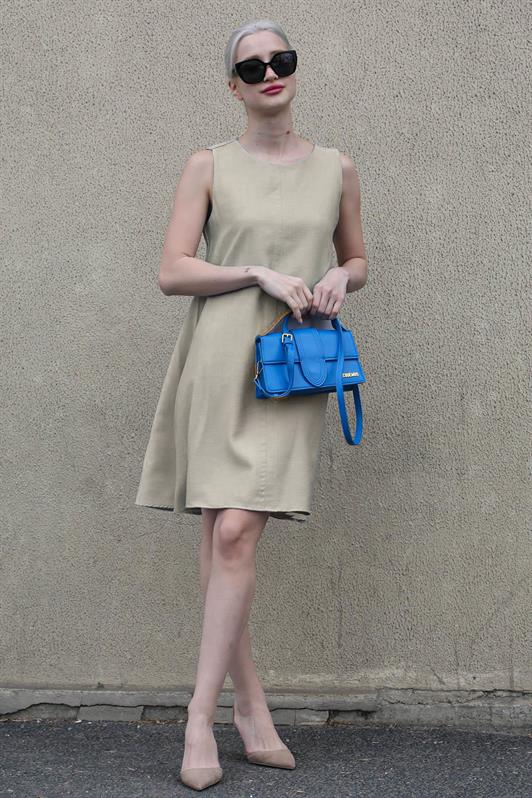 MDX Stone Color Zero Sleeve Loose Linen Dress MG1831 - Mestre