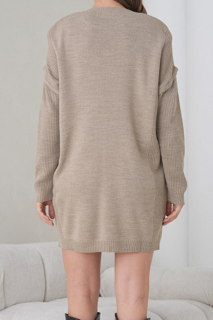 Stone Ribbed Bicycle Neck Mini Knit Dress BCHPK-251239 - Eden Prairie