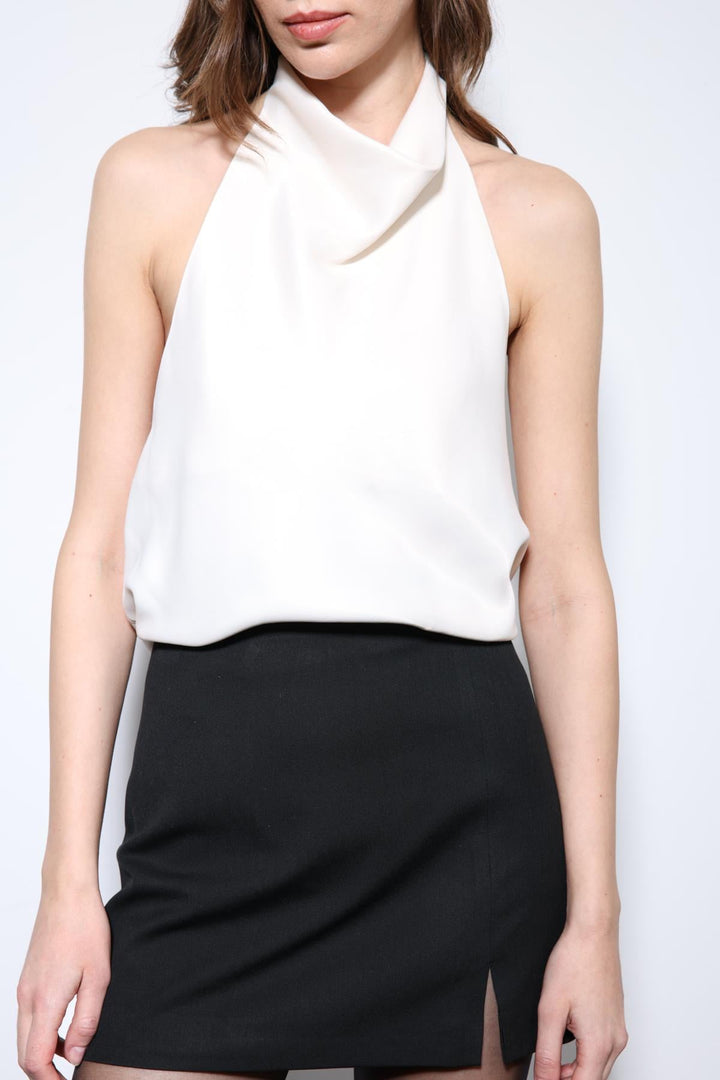 ANT Antioch Stone Satin Halter Women's Top - Lombard