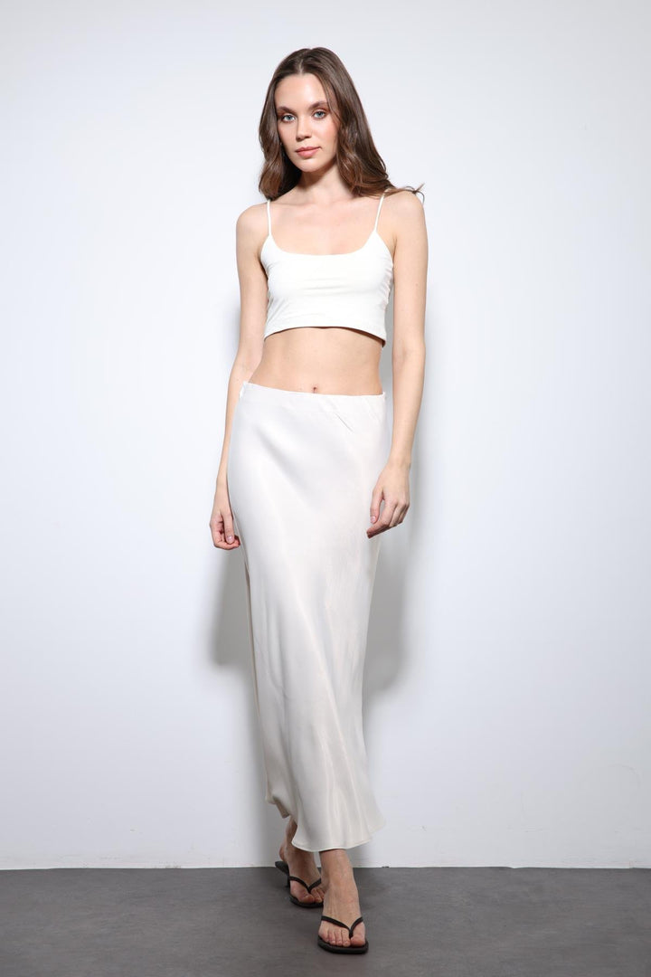 ANT Antioch Stone Satin Midi Skirt - Turin