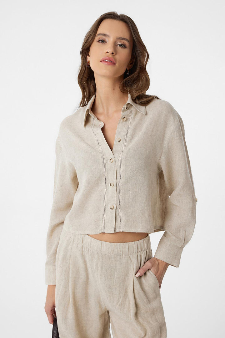 ANT Antioch Stone Striped Women's Shirt - Peristéri