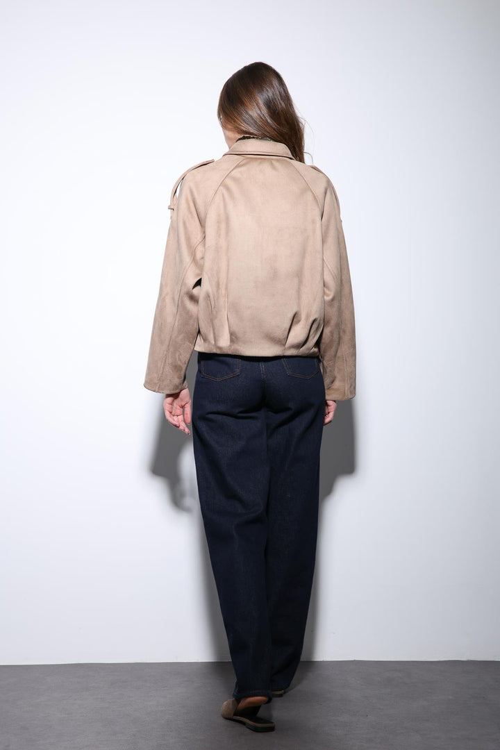 ANT Antioch Stone Suede-Look Bomber Women's Jacket - Rochester