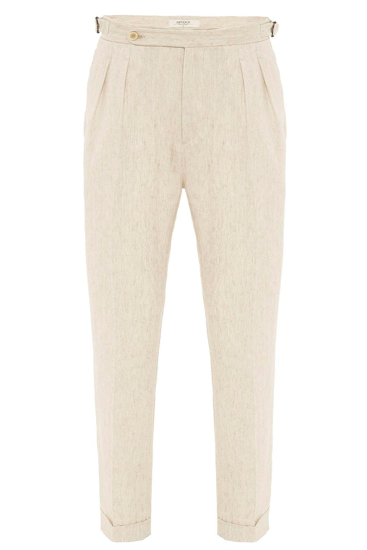ANT Antioch Stone High Waist Linen Blend Double Pleated Men's Trousers - Hamilton