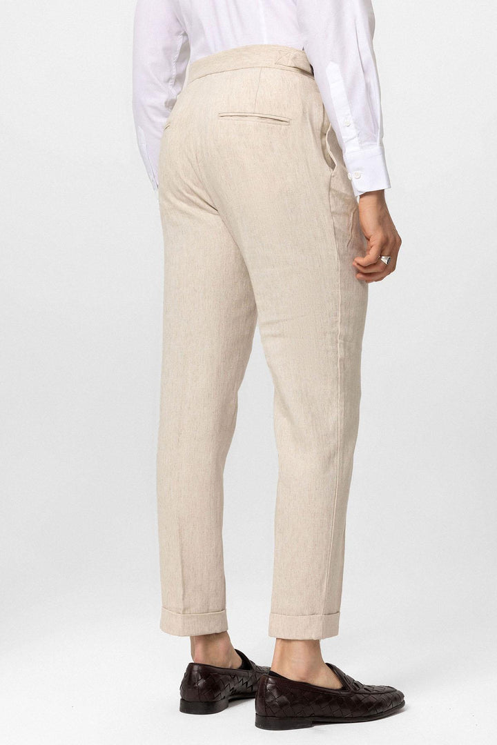 ANT Antioch Stone High Waist Linen Blend Double Pleated Men's Trousers - Hamilton
