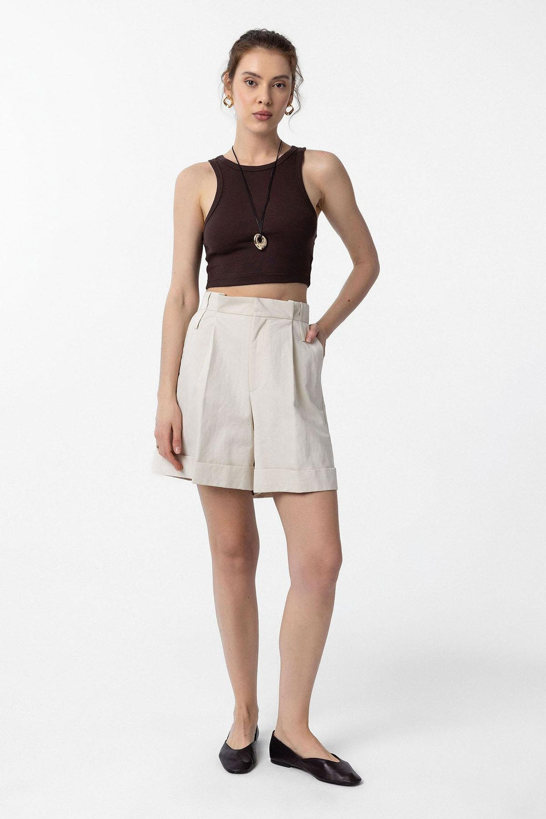 ANT Antioch Stone High Waist Brushed Women's Bermuda Shorts - Juárez