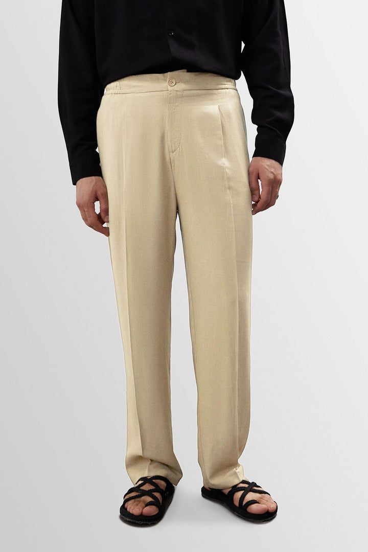 ANT Antioch Stone High Waist Pleated Linen Blend Men's Pants - Waipahu