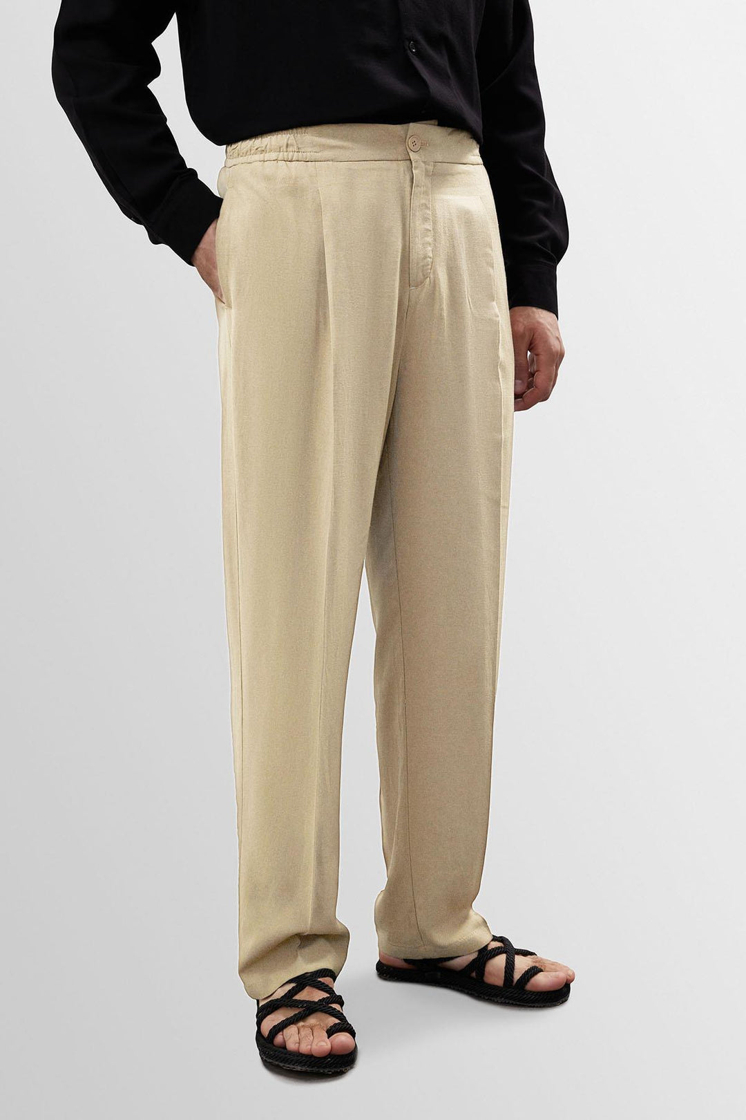 ANT Antioch Stone High Waist Pleated Linen Blend Men's Pants - Waipahu