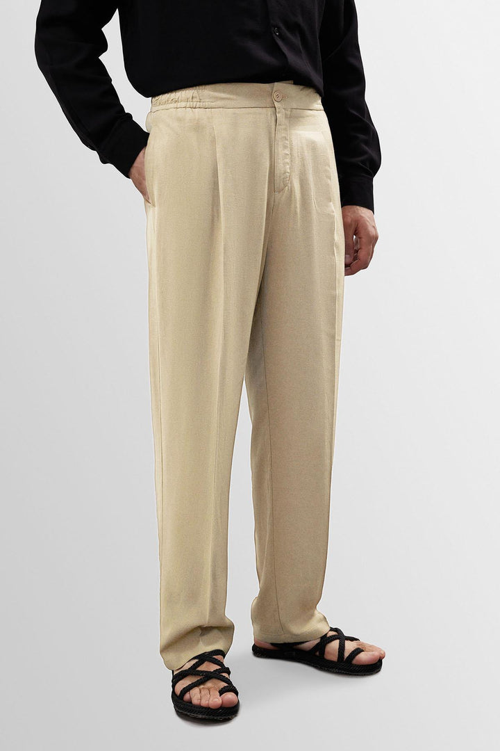 ANT Antioch Stone High Waist Pleated Linen Blend Men's Pants - Waipahu