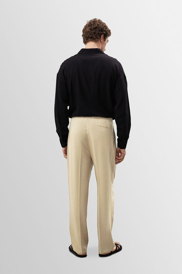 ANT Antioch Stone High Waist Pleated Linen Blend Men's Pants - Waipahu