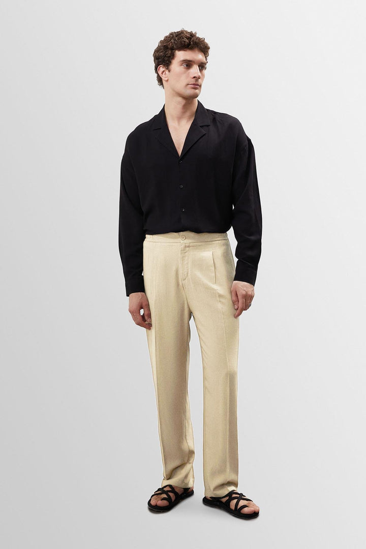ANT Antioch Stone High Waist Pleated Linen Blend Men's Pants - Waipahu