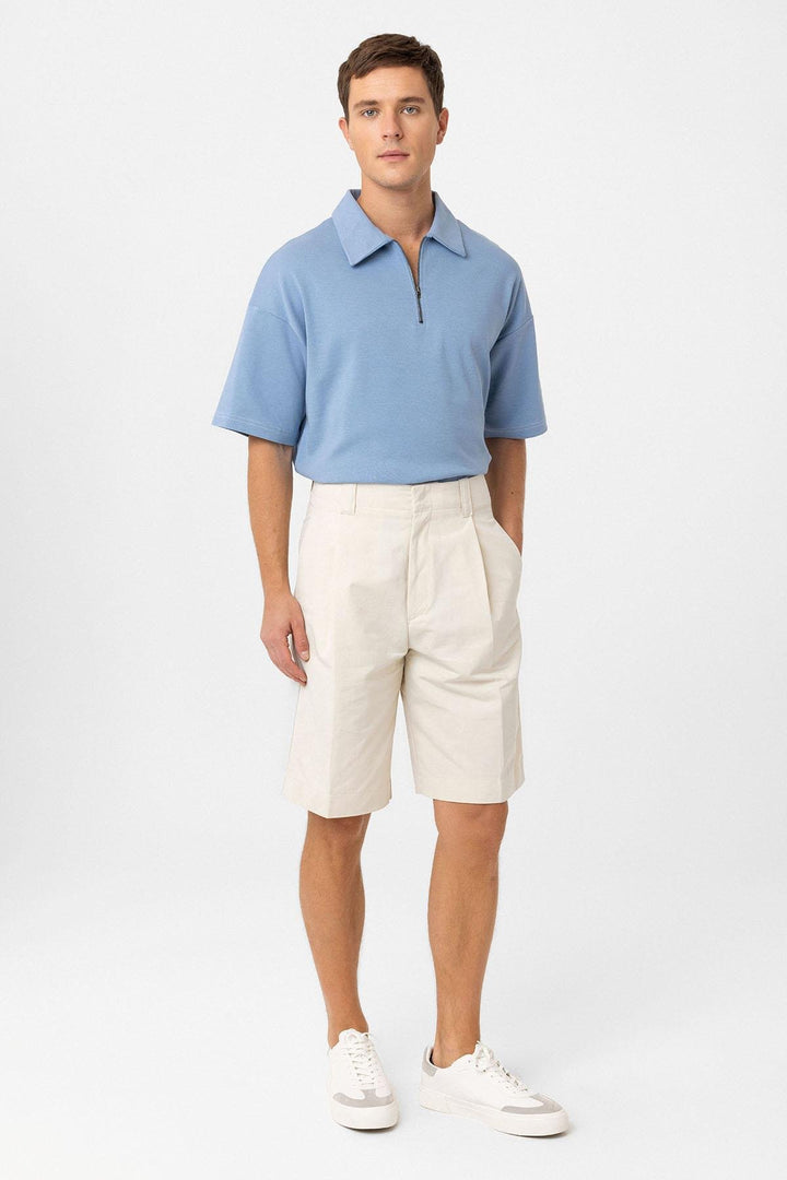 ANT Antioch Stone High Waist Pleated Relaxed Bermuda Men's Shorts - Leduc