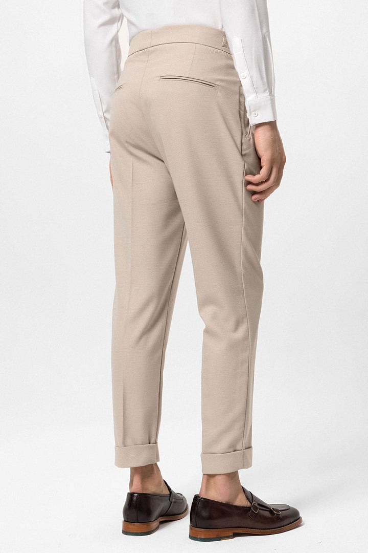 ANT Antioch Stone High Waist Pleated Buckle Detailed Men's Pants - Novi