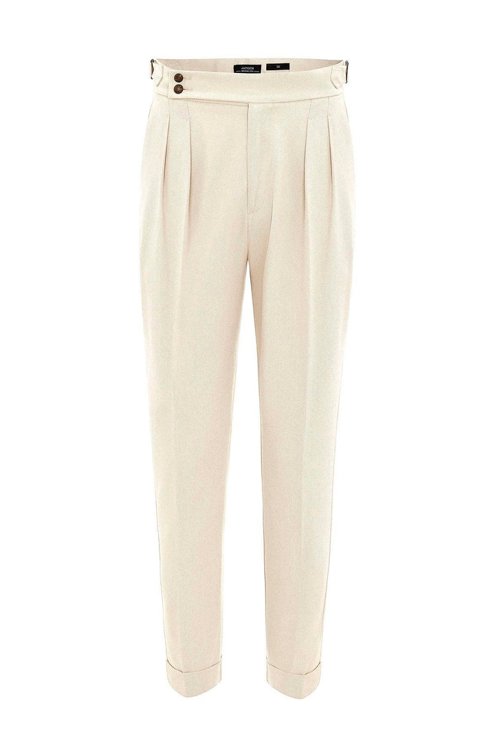 ANT Antioch Stone High Waist Side Buckle Pleated Fabric Pants - Lubny