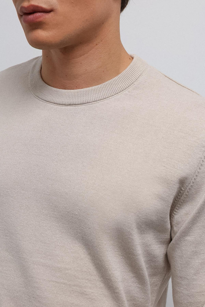 ANT Antioch Stone Soft Textured Basic Men's Sweater - Meudon