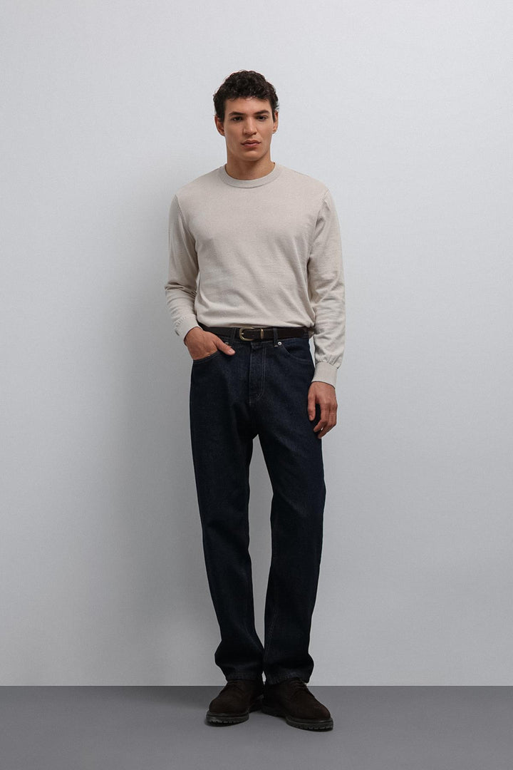 ANT Antioch Stone Soft Textured Basic Men's Sweater - Meudon