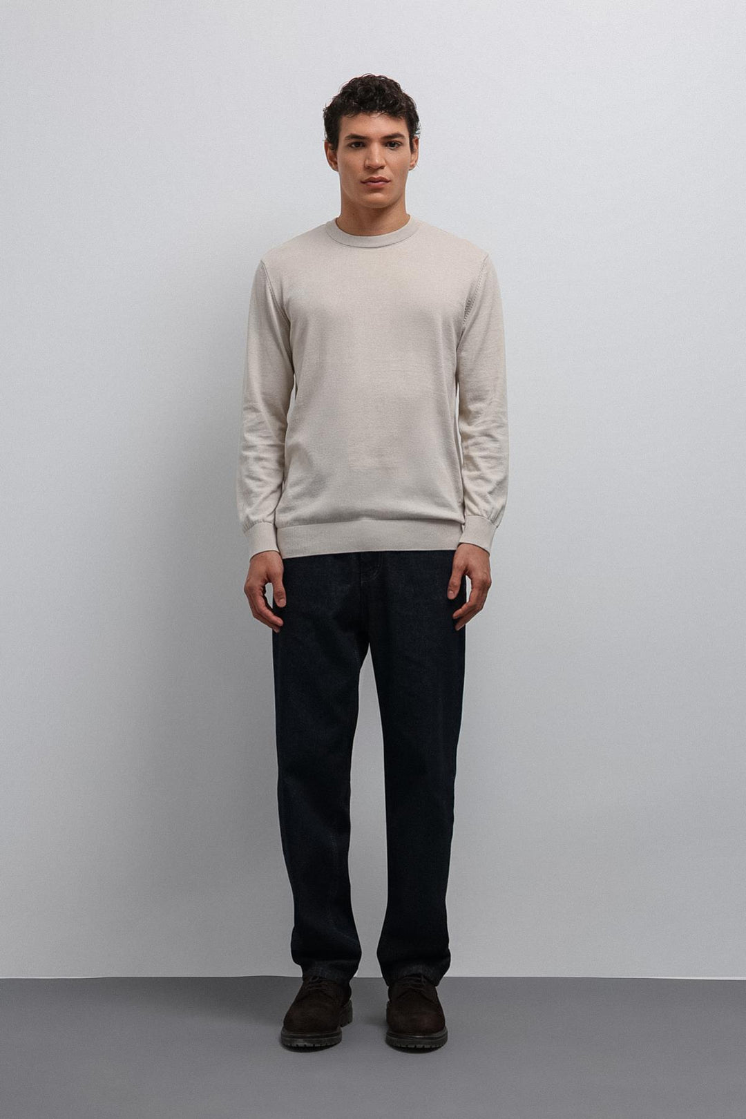 ANT Antioch Stone Soft Textured Basic Men's Sweater - Meudon