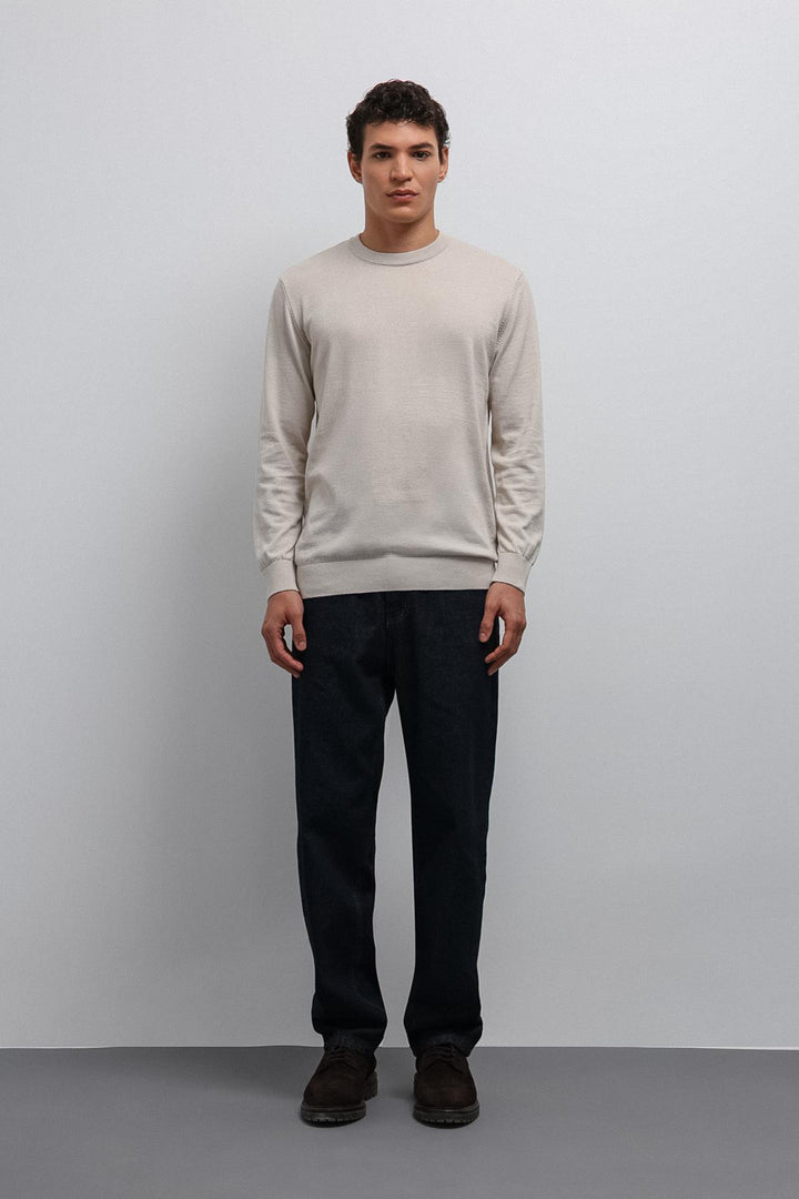 ANT Antioch Stone Soft Textured Basic Men's Sweater - Meudon