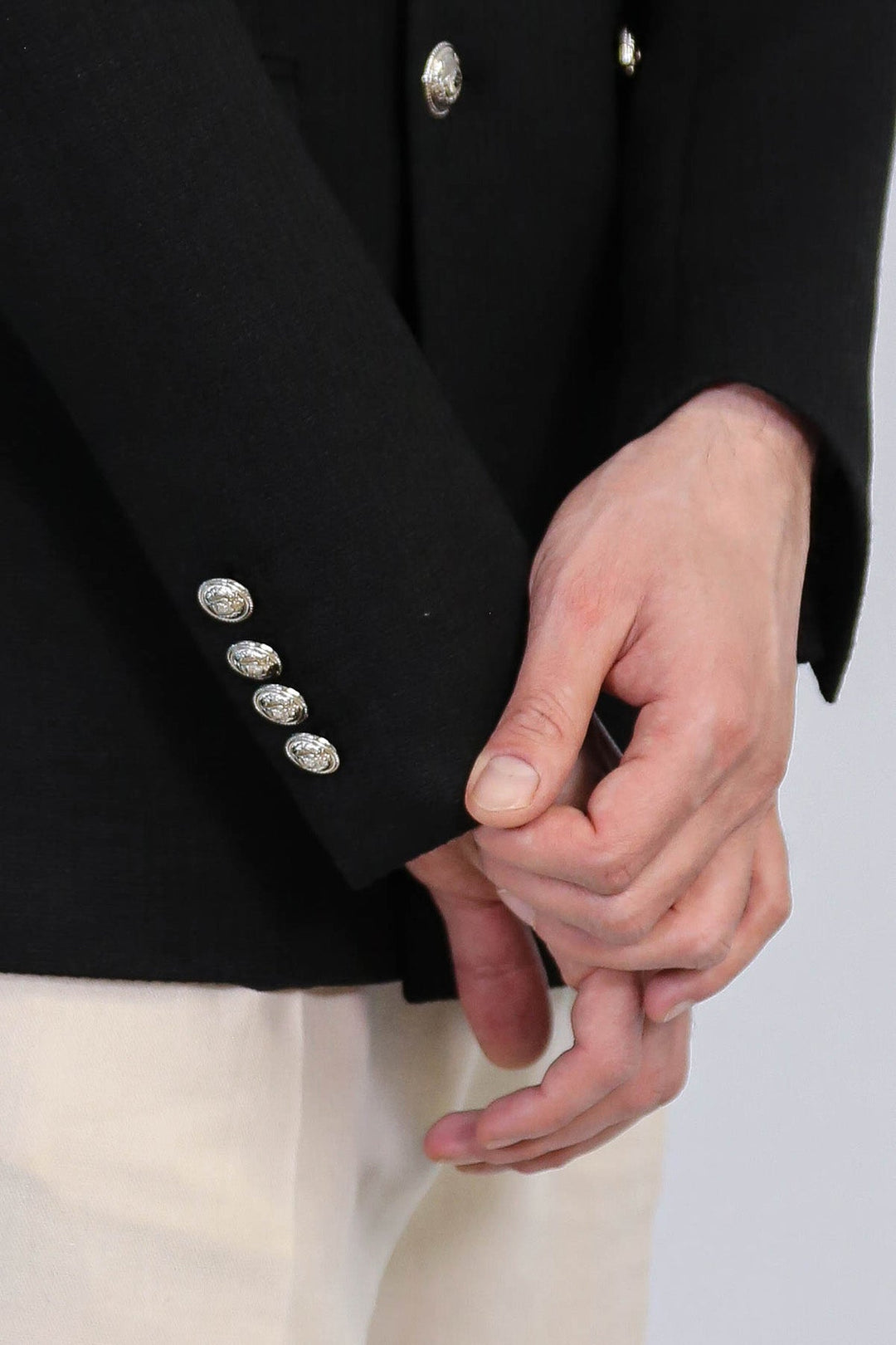 WSS Black Solid Slim Fit Double-Breasted Blazer with Silver Metal Buttons –  - Kingston upon Hull