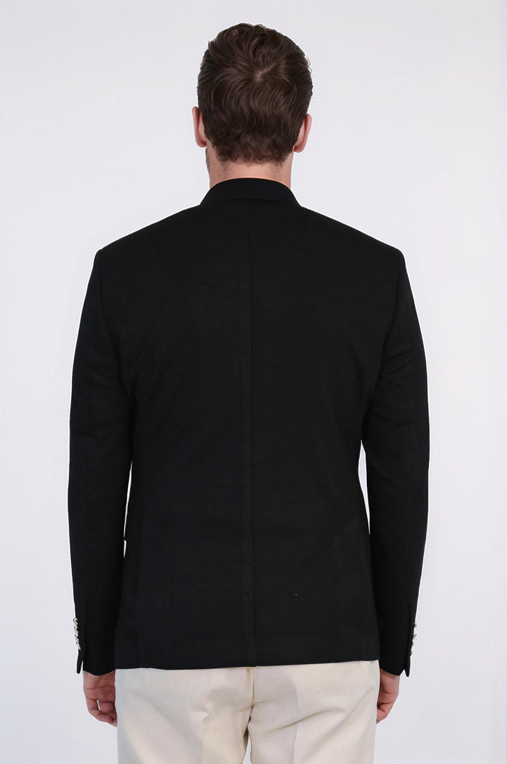 WSS Black Solid Slim Fit Double-Breasted Blazer with Silver Metal Buttons –  - Kingston upon Hull