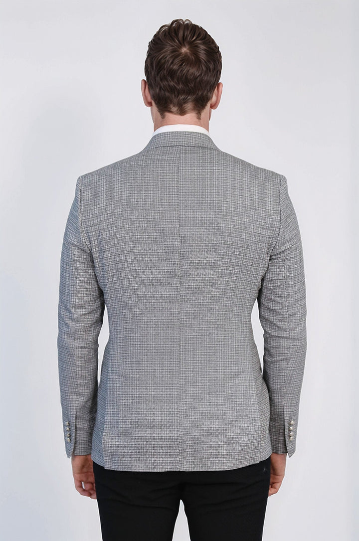 WSS Black Micro-Check Slim Fit Double-Breasted Blazer with Silver Metal Buttons –  - Lake Oswego