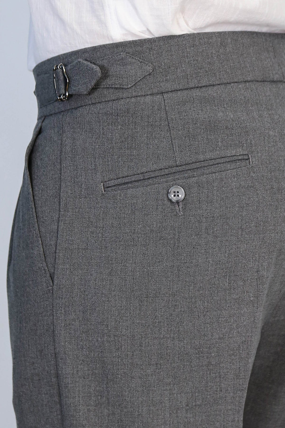 WSS Anthracite Double Pleated Buckled High Waist Slim Fit Trousers  - Lakewood