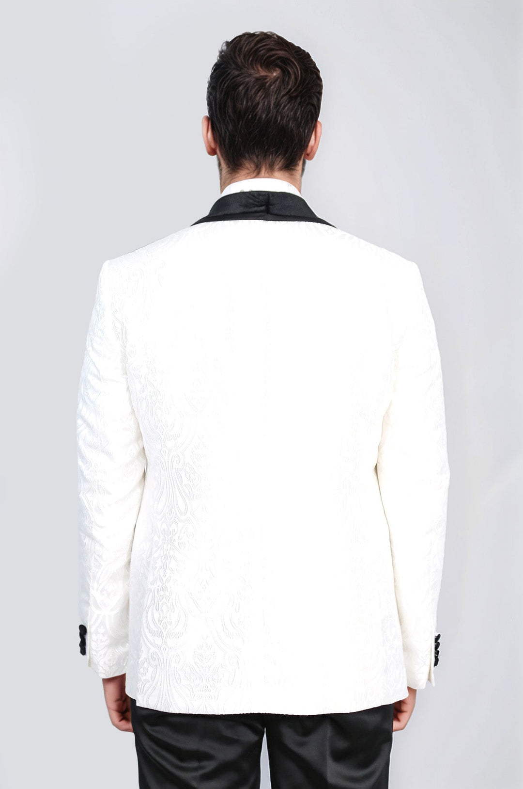 WSS Baroque Patterned Velvet Shawl Collar Vested White Tuxedo  - Châtelet