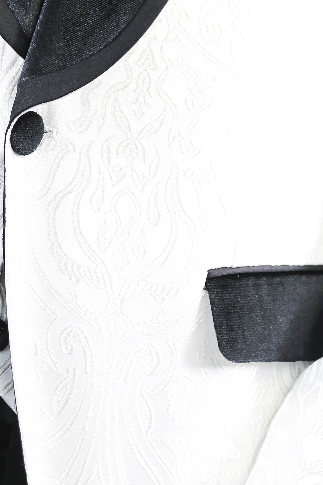 WSS Baroque Patterned Velvet Shawl Collar Vested White Tuxedo  - Châtelet