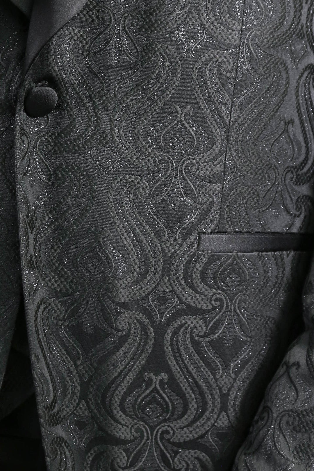 WSS Wavy Patterned Shawl Collar Vested Black Tuxedo  - Passaic