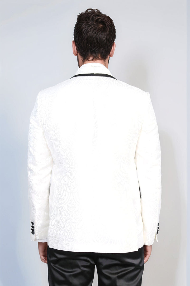WSS Damask Patterned Shawl Collar White Tuxedo  - St. Petersburg