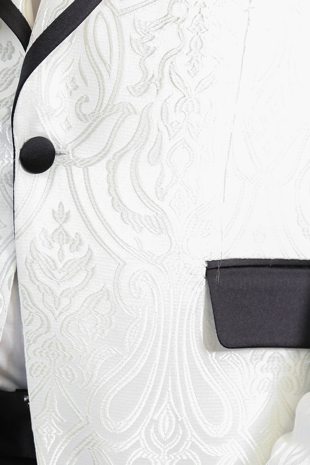 WSS Damask Patterned Shawl Collar White Tuxedo  - St. Petersburg