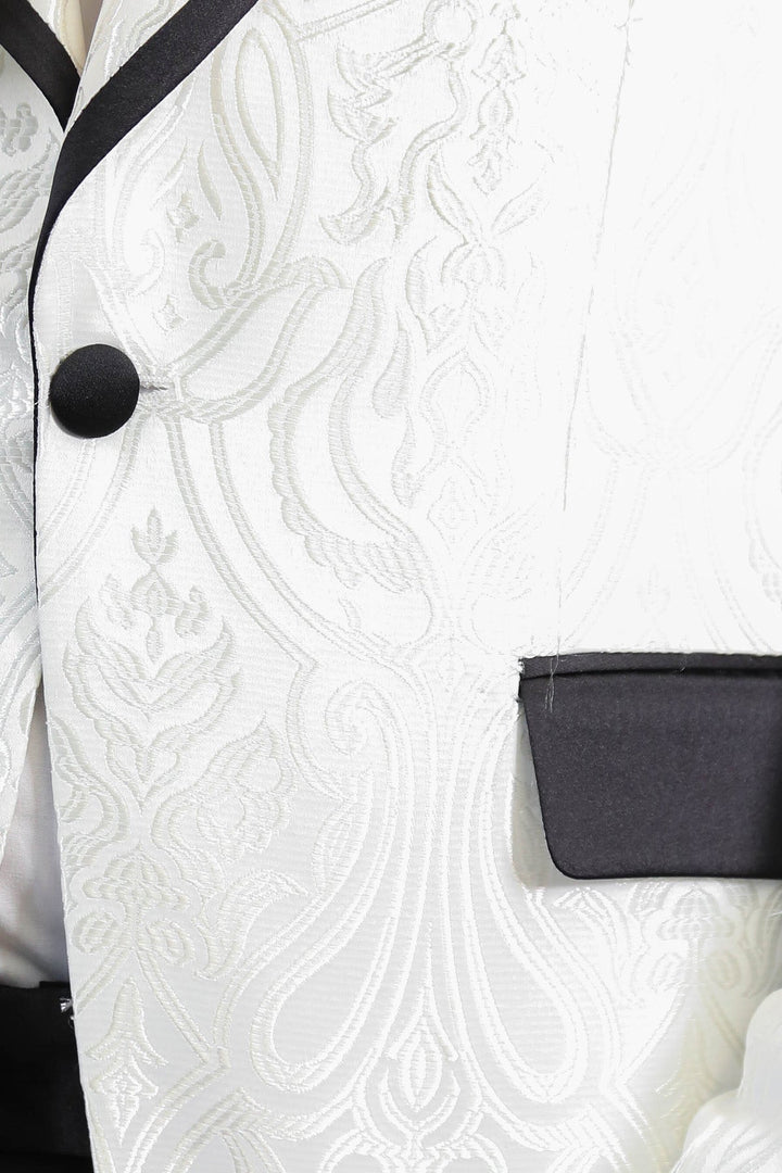 WSS Damask Patterned Shawl Collar White Tuxedo  - St. Petersburg