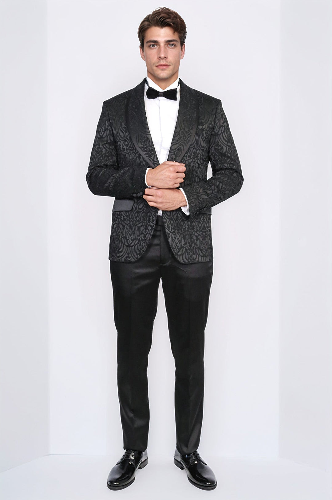WSS Damask Patterned Shawl Collar Black Tuxedo  - Călăraşi