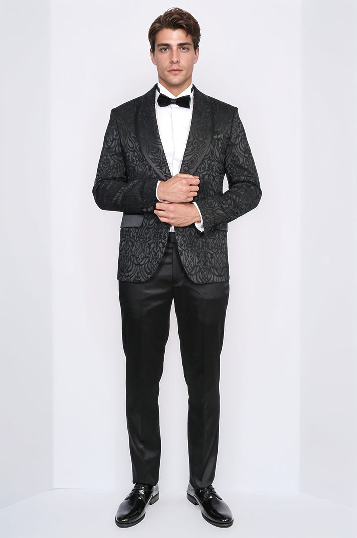 WSS Damask Patterned Shawl Collar Black Tuxedo  - Călăraşi