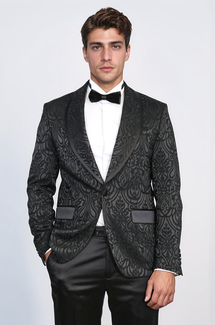WSS Damask Patterned Shawl Collar Black Tuxedo  - Călăraşi