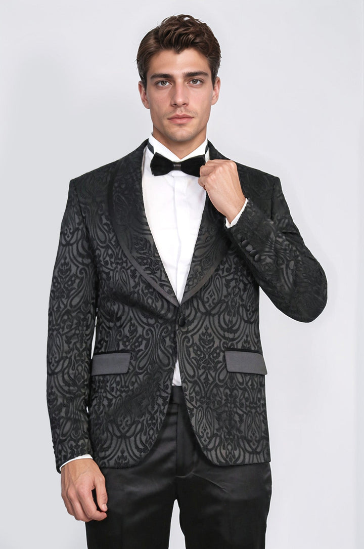WSS Damask Patterned Shawl Collar Black Tuxedo  - Călăraşi