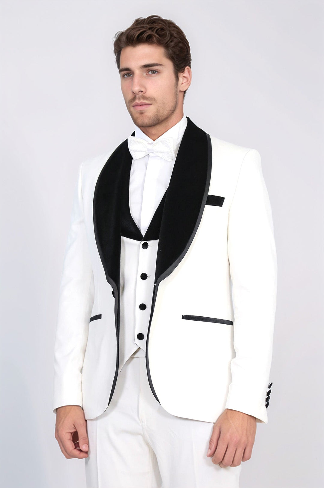 WSS Classic Velvet Lapel White Tuxedo Suit  - Zaandam