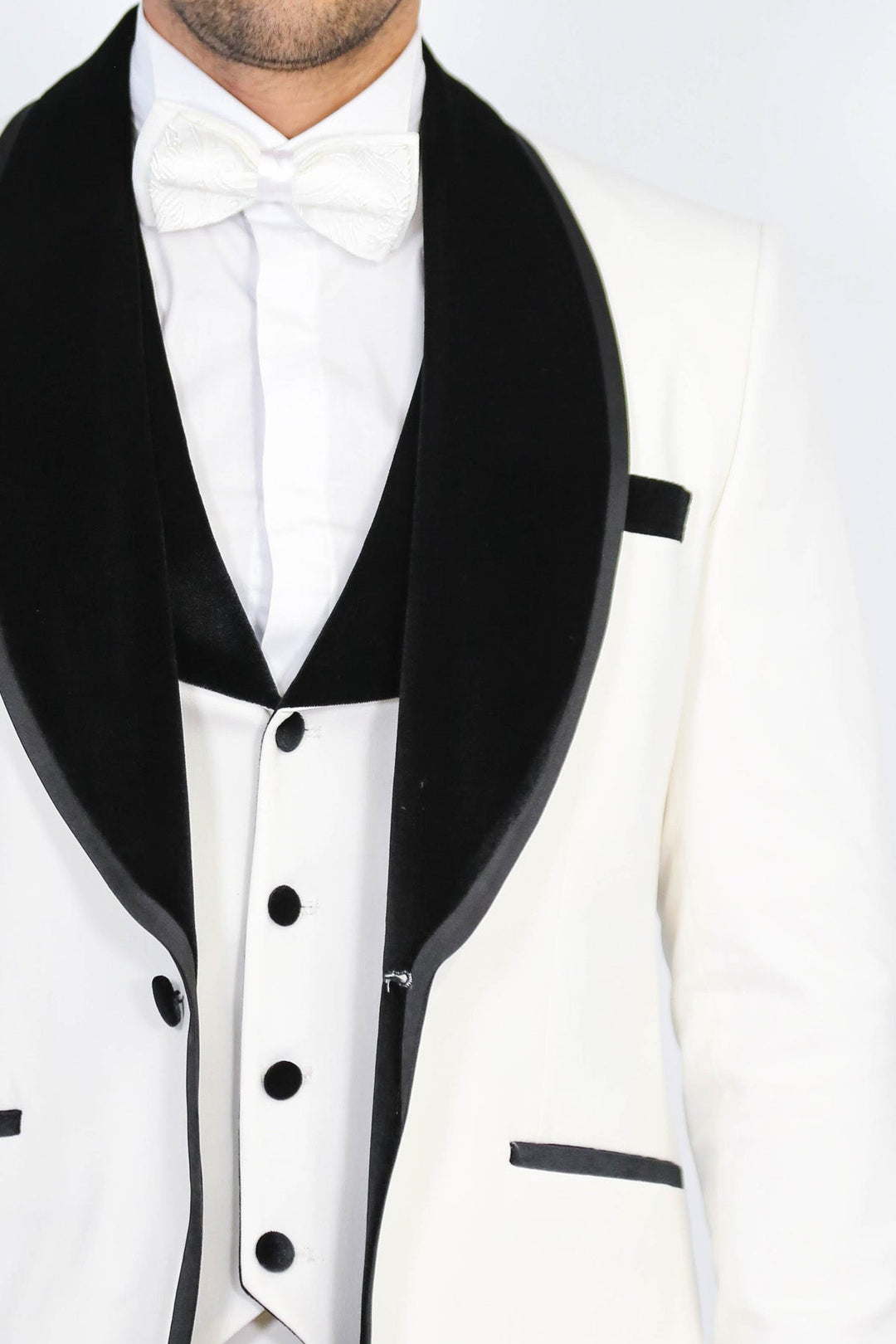 WSS Classic Velvet Lapel White Tuxedo Suit  - Zaandam