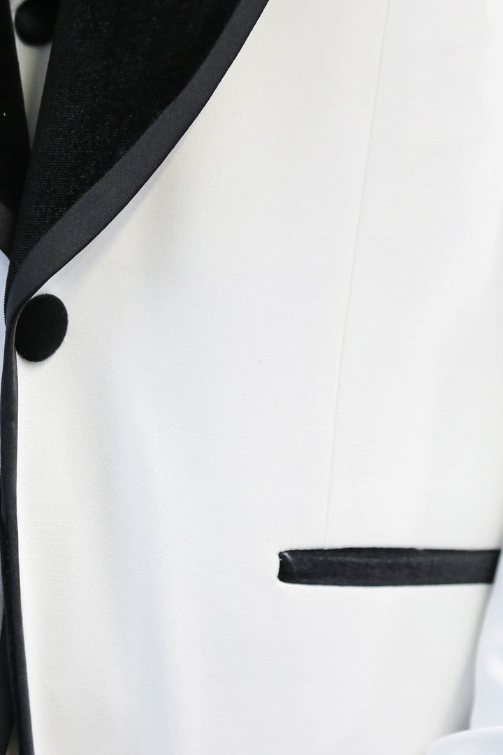 WSS Classic Velvet Lapel White Tuxedo Suit  - Zaandam