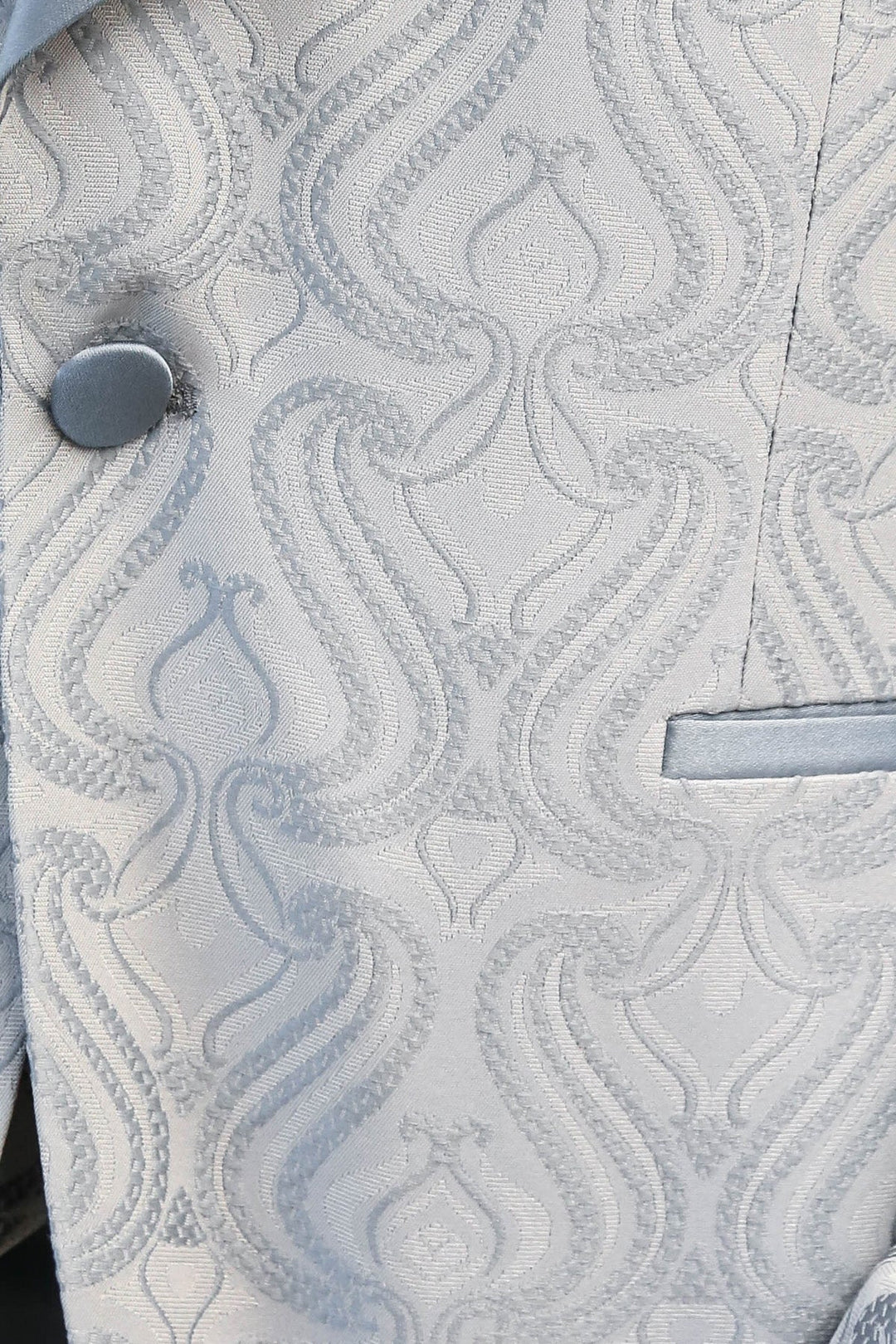 WSS Wavy Patterned Shawl Collar Vested Ice Blue Tuxedo  - Finglas