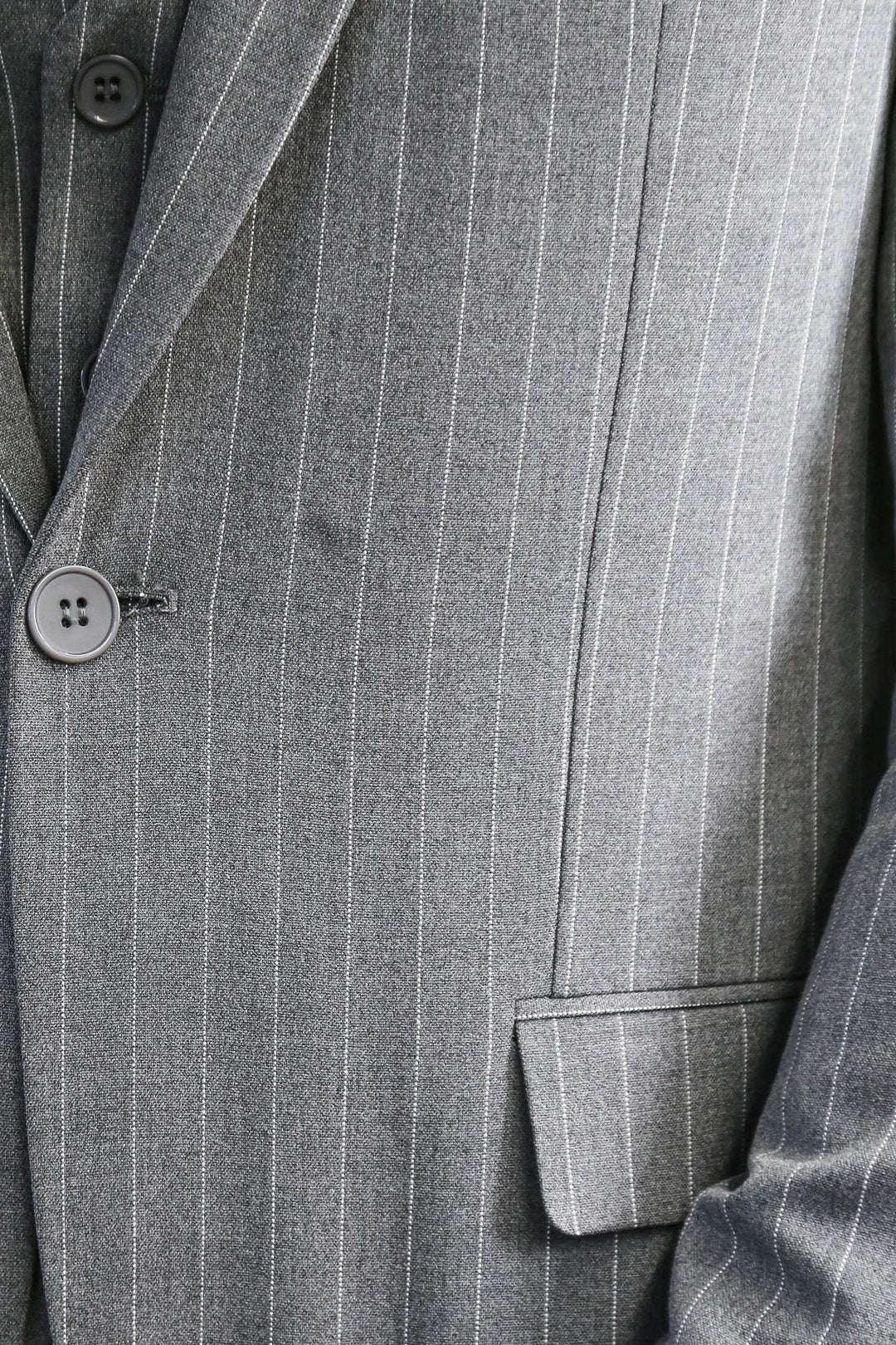 WSS Striped Single Button with Vested Gray Mens Suit  - Oosterhout