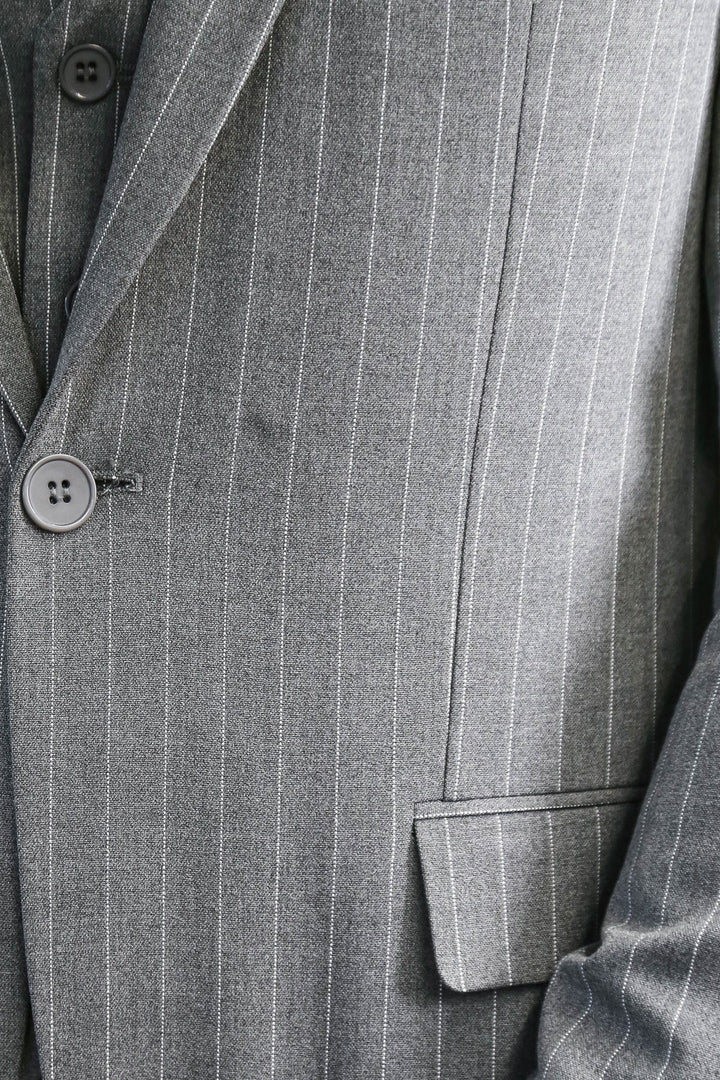 WSS Striped Single Button with Vested Gray Mens Suit  - Oosterhout