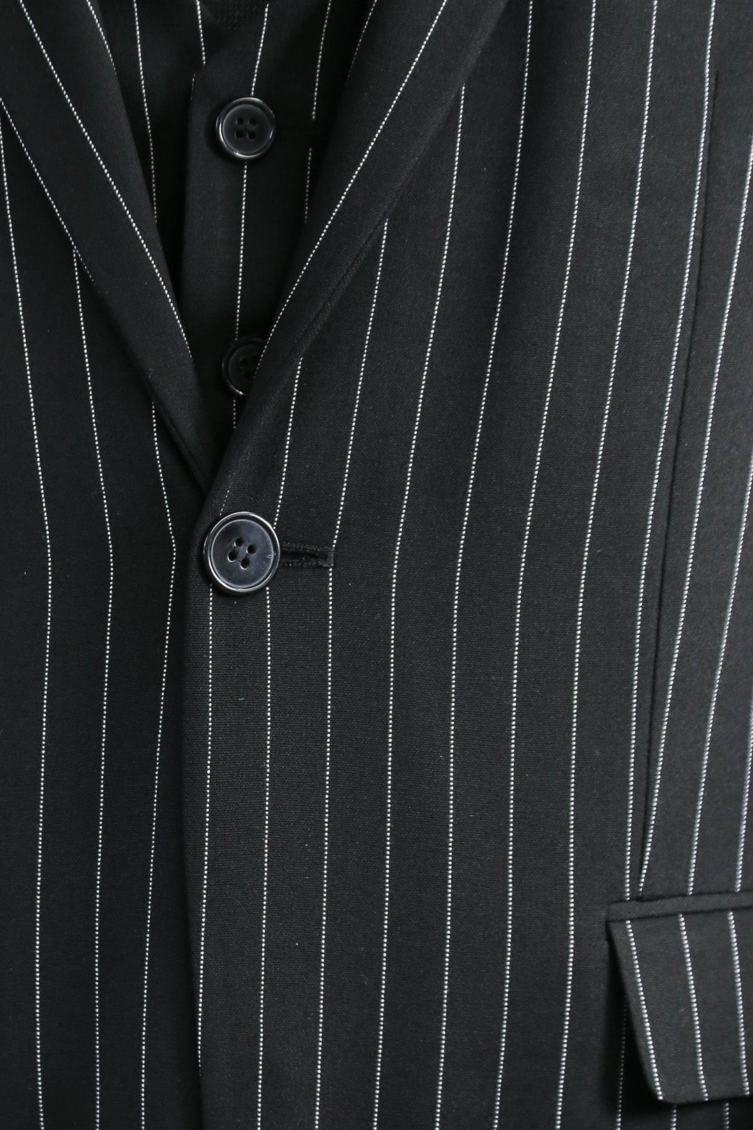WSS Striped Single Button with Vested Black Mens Suit  - Würselen
