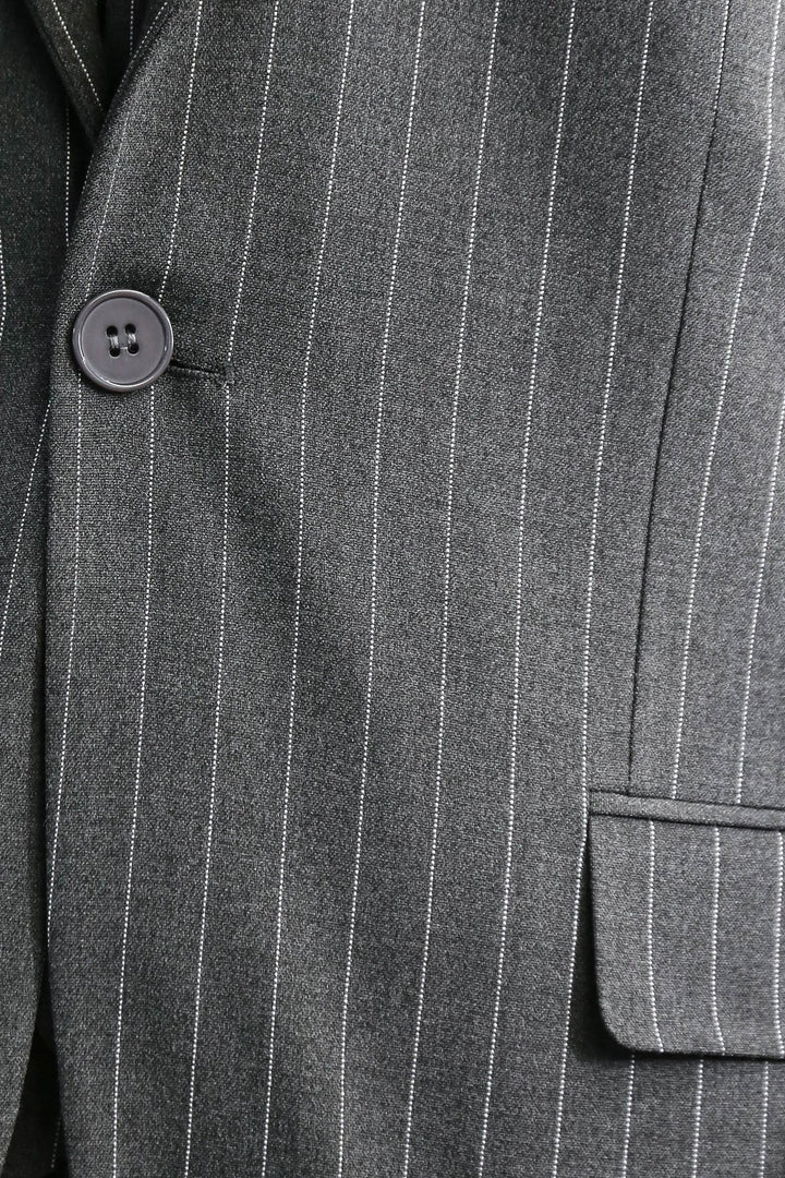 WSS Striped Single Button with Vested Anthracite Men’s Suit  - Bazal’tove
