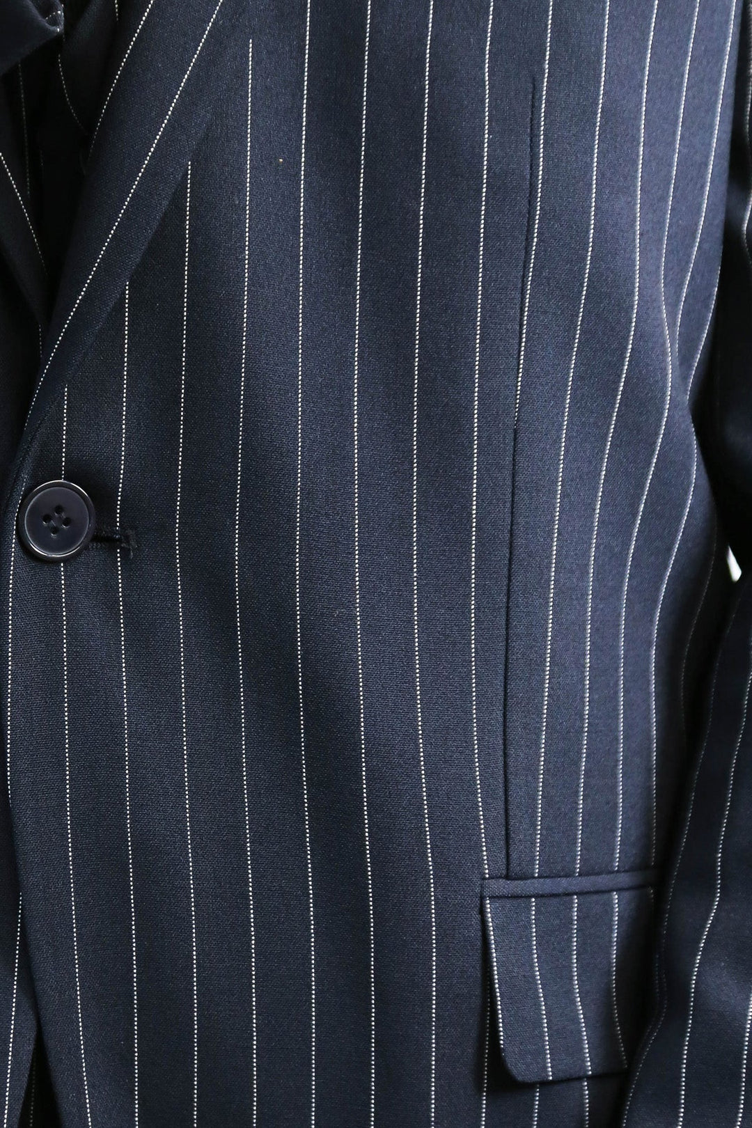 WSS Striped Single Button with Vested Navy Blue Mens Suit  - Maricopa