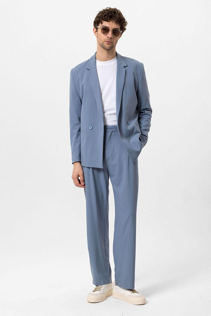 ANT Single Button Double Breasted Closure Men's Blazer Jacket - Villefranche-sur-Saône