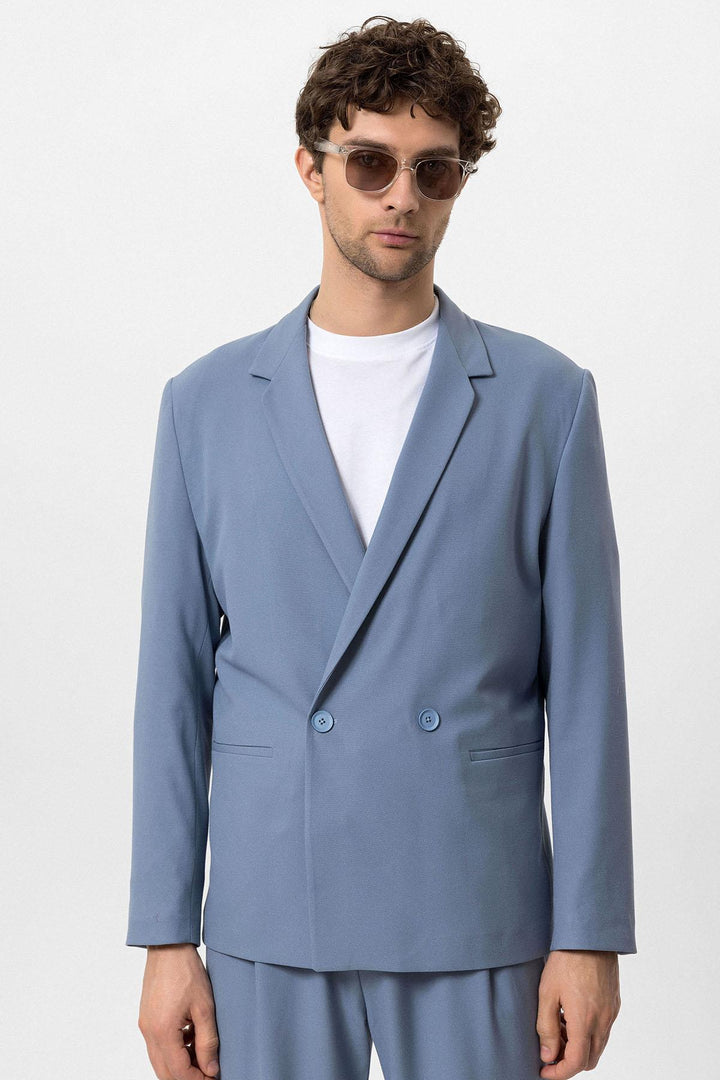 ANT Single Button Double Breasted Closure Men's Blazer Jacket - Villefranche-sur-Saône