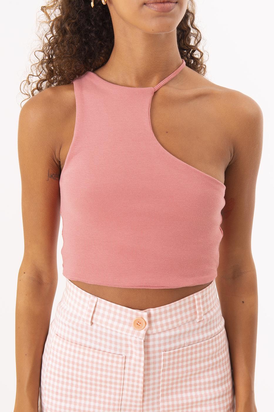 BSL Women One Shoulder Asymmetric Crop Top - Spring Hill