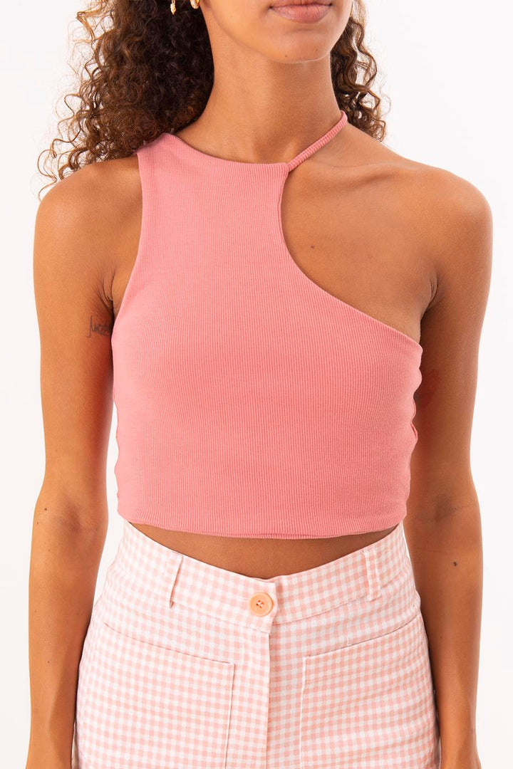 BSL Women One Shoulder Asymmetric Crop Top - Spring Hill