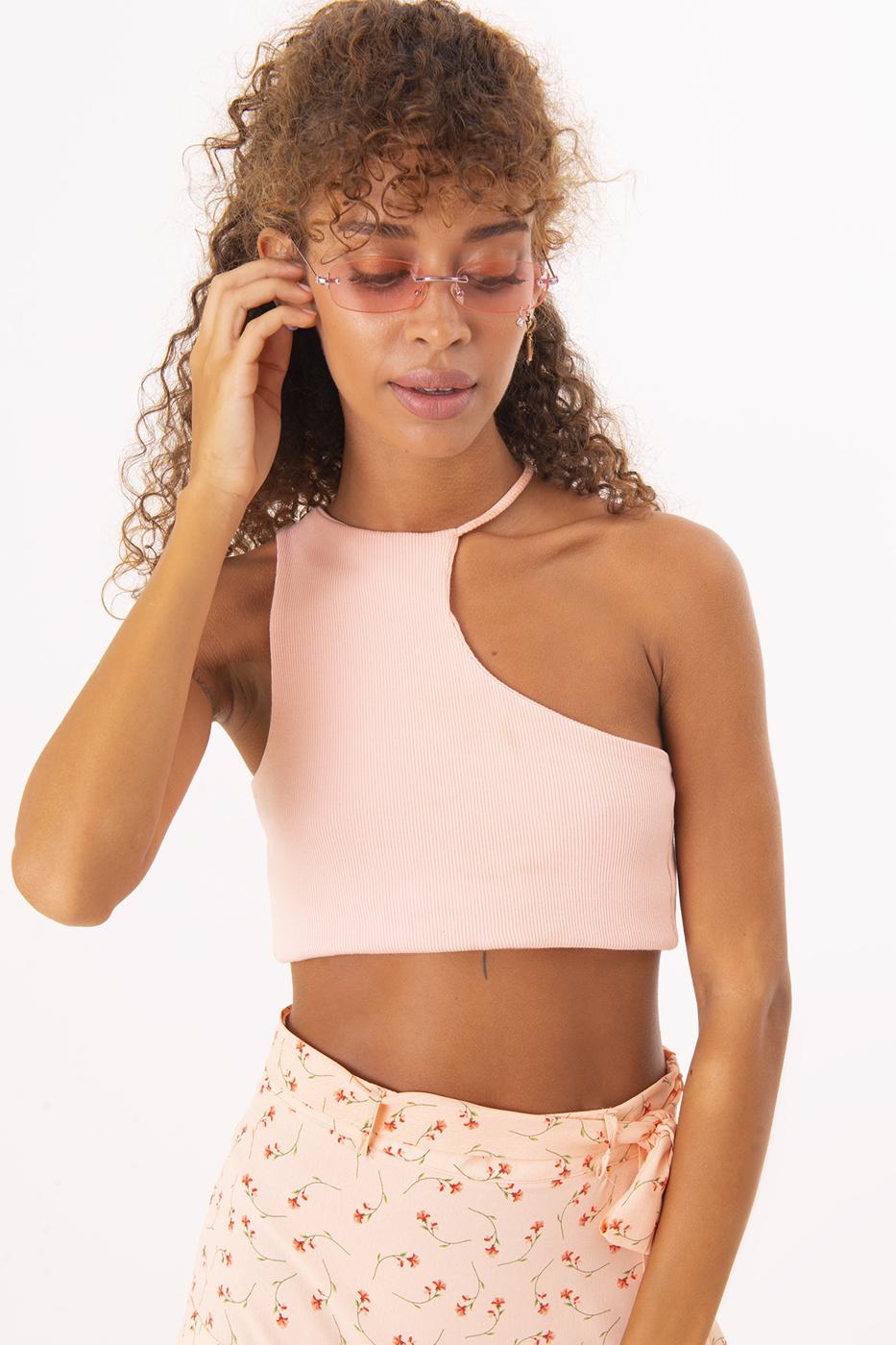 BSL Women One Shoulder Asymmetric Crop Top - Jette