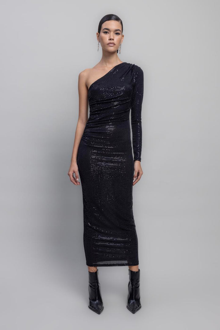 BSL Women One Shoulder Sequined Midi Dress - Ixtaczoquitlán